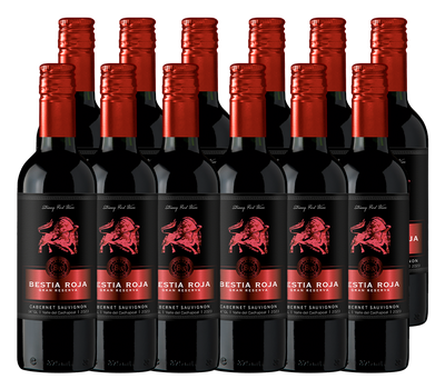PACK 12  - VINO BESTIA ROJA GRAN RESERVA CABERNET SAUVIGNON 375 CC