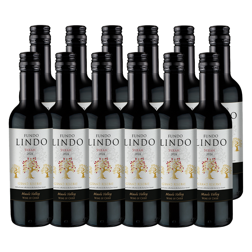 PACK 12  - VINO FUNDO LINDO GRAN RESERVA SYRAH BOTELLA 375 CC
