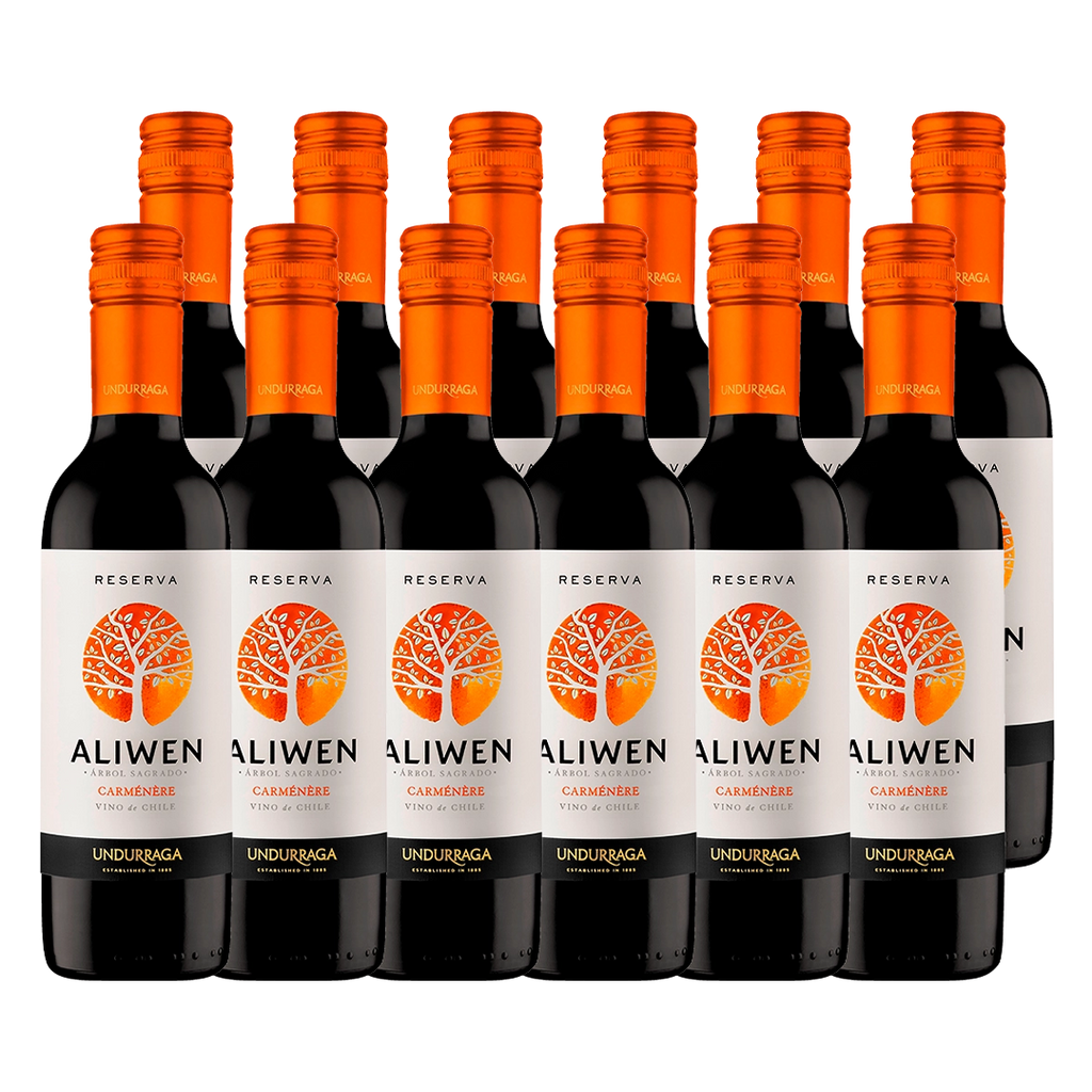 PACK 12  - VINO UNDURRAGA ALIWEN RESERVA CARMENERE 375 CC
